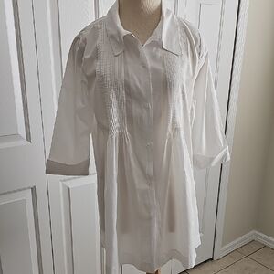 Praia White Button-Up Blouse. GG (XL). Beachwear, Pool.